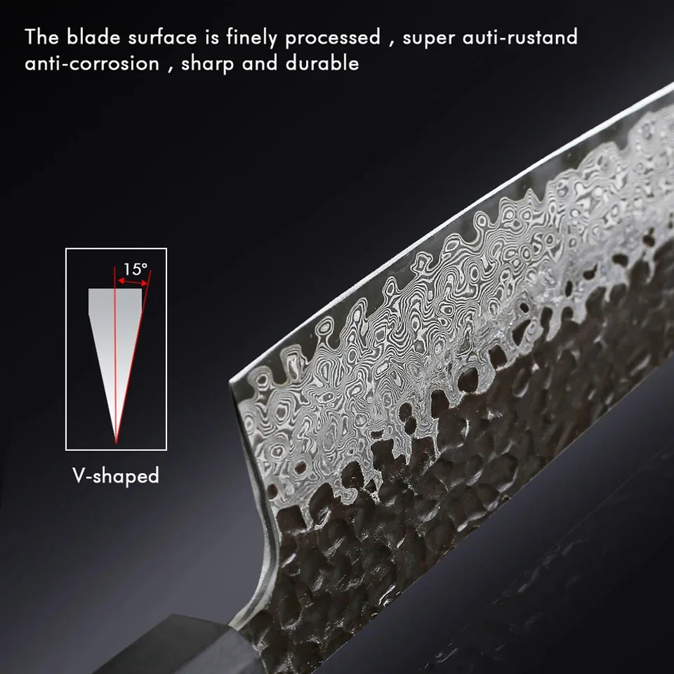 Japanese kitchen knife hand forged Damascus steel custom 8-inch chef knife 241224