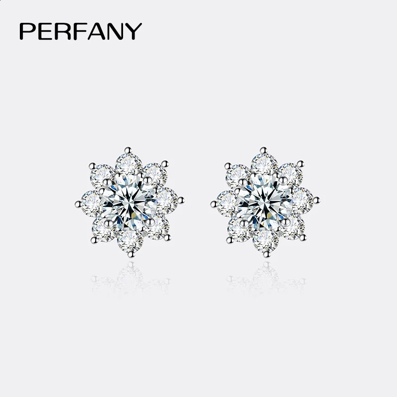 PERFANY 0.3-1CT Earrings for Women S925 Pure Silver Snowflake Simulation Diamond Earrings Wedding High-end Jewelry 241224