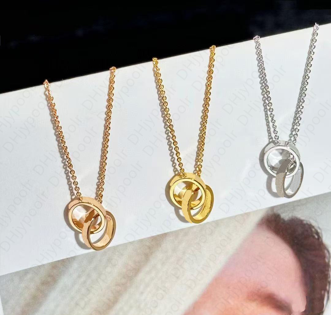 Classic designer Necklace Timeless Double Ring Charm necklace 316L Titanium Steel necklace Classic fashion pendant necklace Valentine's day gifts for woman