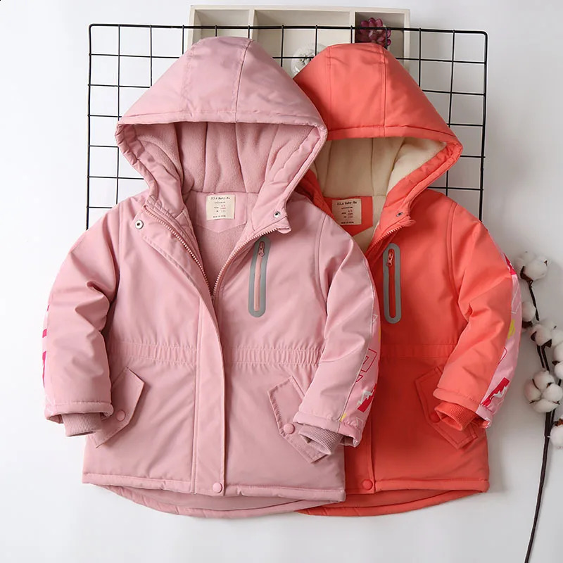 Autumn Winter Children Girl Jacket Coat Waterproof Hooded Plus Velvet Warm Girl Outerwear 4-14 Year Kids Teenage Girl Parkas 241223