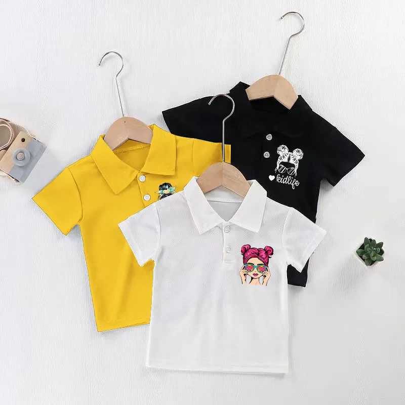 Childrens polo shirts boys and girls short sleeved new loose casual T-shirts girls summer new tops short sleeved casual clothes W241223
