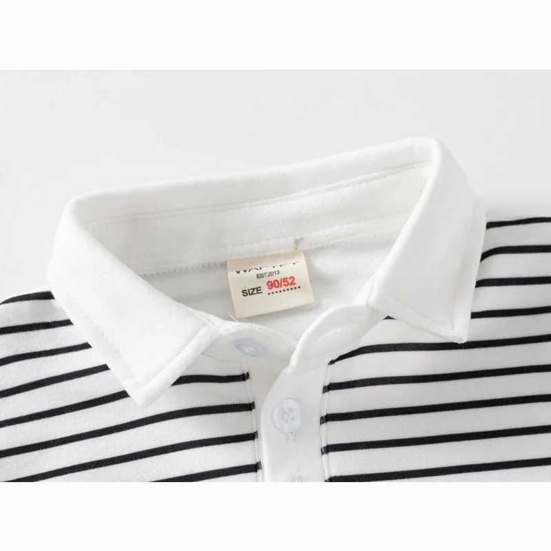 Boys polo shirt 2024 new casual striped top full sleeve cotton sweater Spring and Autumn childrens clothing 2-6 years W241223