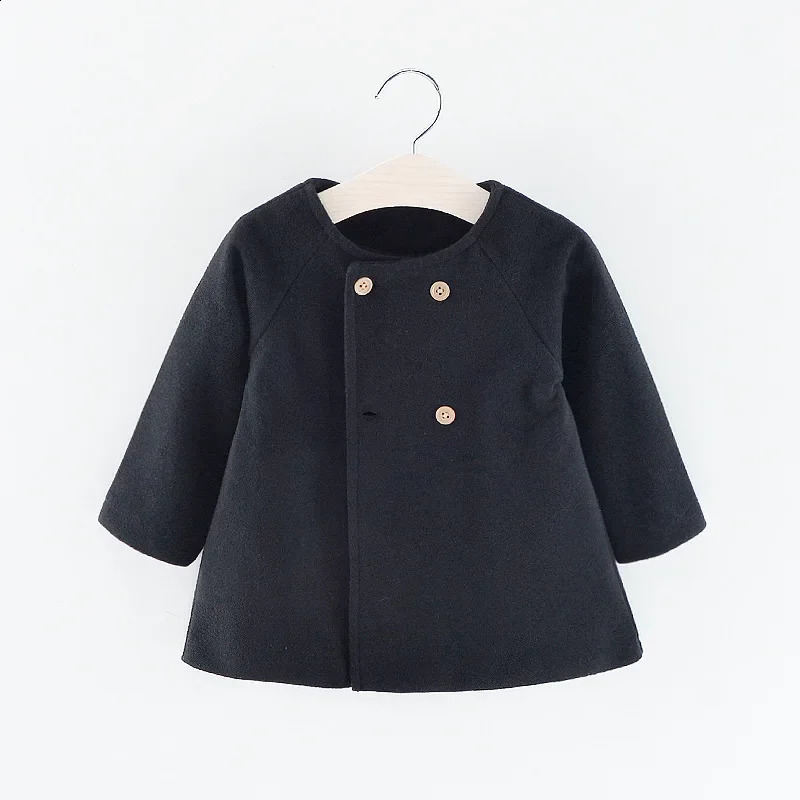 Autumn and Winter Fashion Solid Color Baby Girls Coat Korean Style Childrens Long Sleeve Clothing 0-3 Years Old 241223