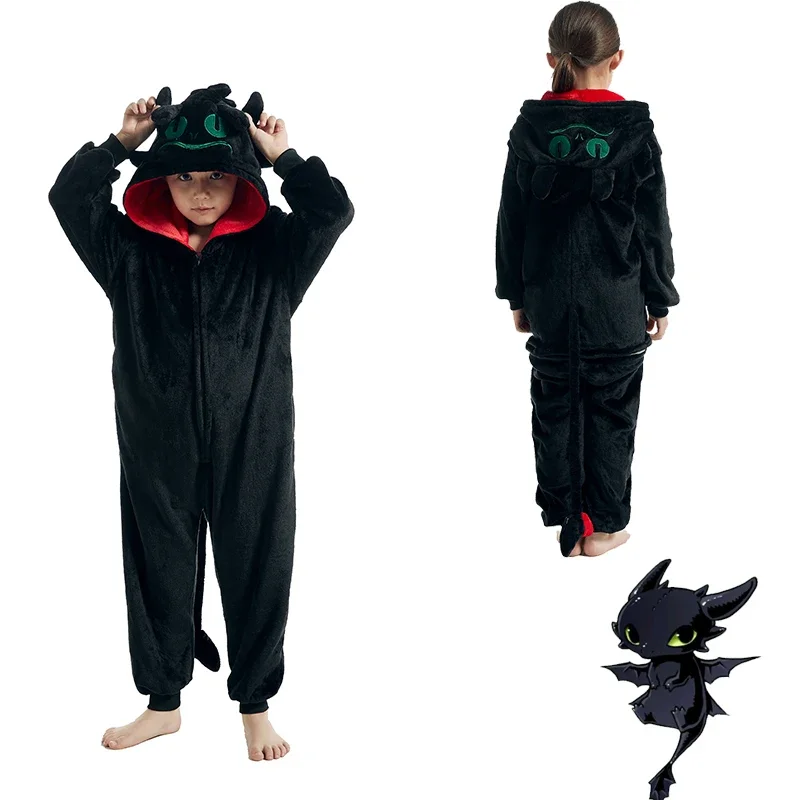 Kids Toothless Dragon Onesie Kigurumi Pajamas Cosplay Costume Halloween Christmas Boy Girls Full Body Clothes Anime Homewear