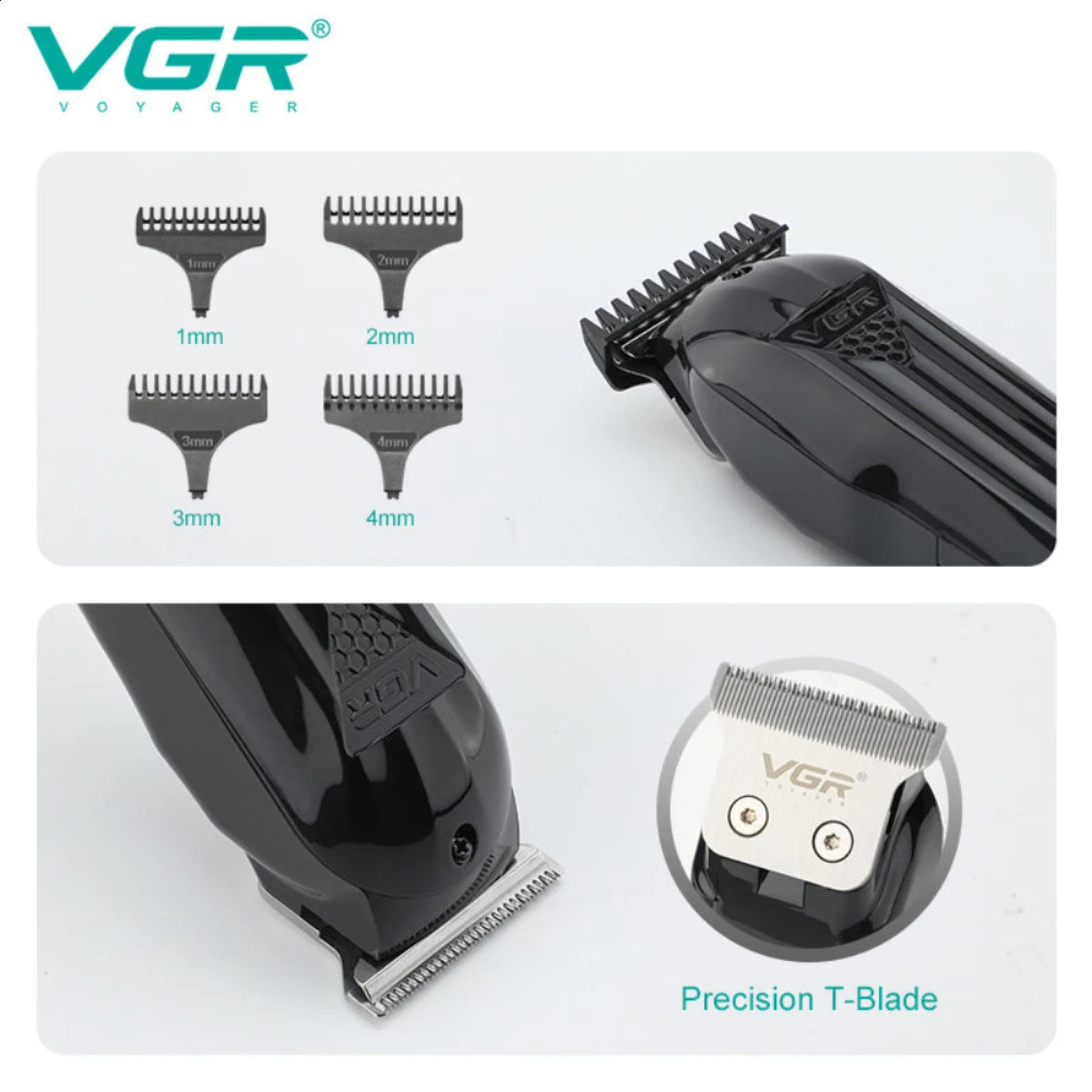 VGR Hair Clipper Professional Hair Cutting Machine Rechargeable Barber Hair Trimmer Cordless Haircut Clipper for Men V-282 V-982 241224