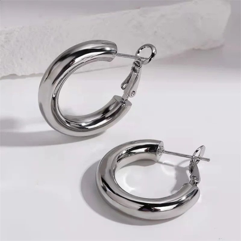 Somilia Golden Earrings for Women 925 Sterling Silver Hoop Earring Fashion Big Smooth Circle Vintage Wedding Party Jewelry 241224