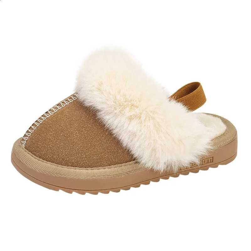 Children Indoor Slippers Thickened Warm Comfortable Non-slip Indoor Boots Artificial Leather Waterproof Plush Childrens Shoes 241223