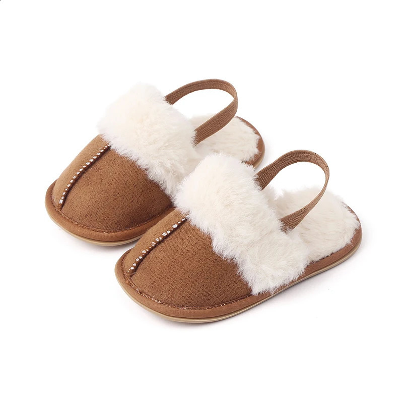 Fluffy Baby Slides Slippers Soft Plush Warm Non Slip House Shoes for Toddlers Boys Girls Winter Indoor Outdoor 241223