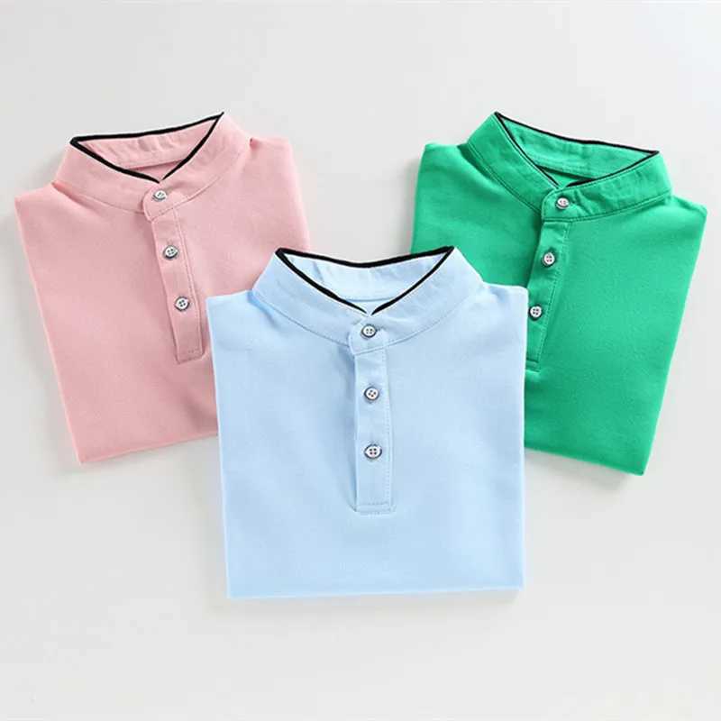 Boys school uniform polo shirt 2024 new summer childrens casual short sleeved top suitable for children aged 4-15 W241223