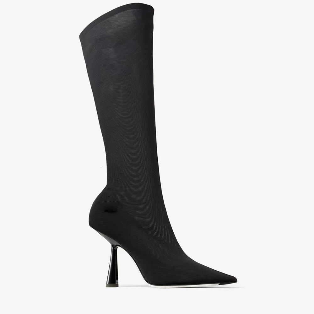 2024 New European And American Pointed High Heels Sexy Rhie Elastic Long Thin Tube Fashionable Women's Boots