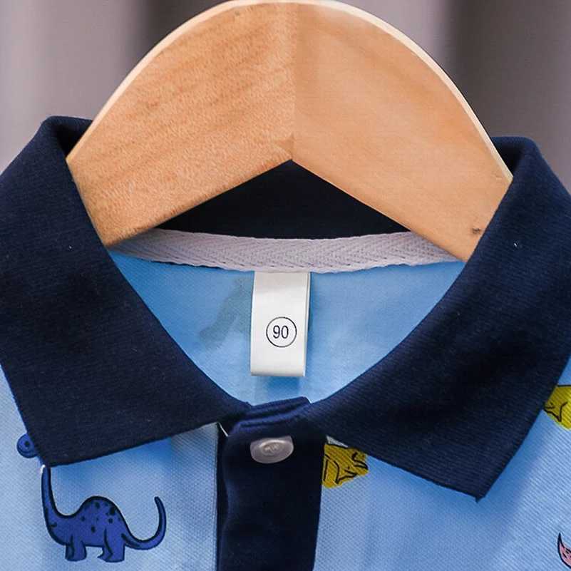 Summer Boys 2024 Korean Fashion Casual Breathable Collar Dinosaur/Mobile/Polo Shirt 2-7 Years Old W241223