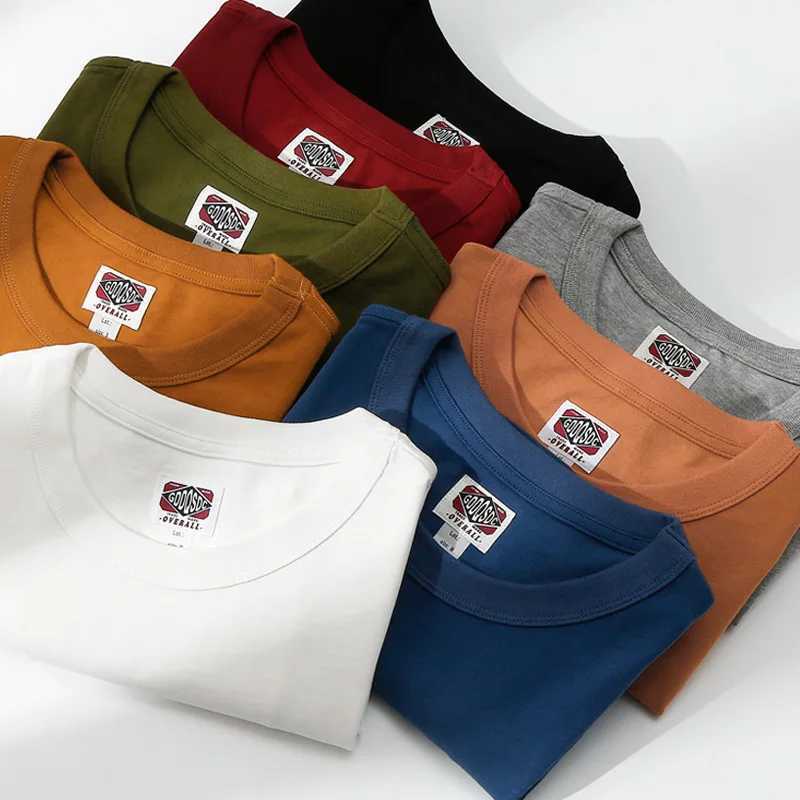Heavy duty 300g mens T-shirt solid color fashionable casual loose simple student basic clothing 8-color short sleeved O-neck tee W241223