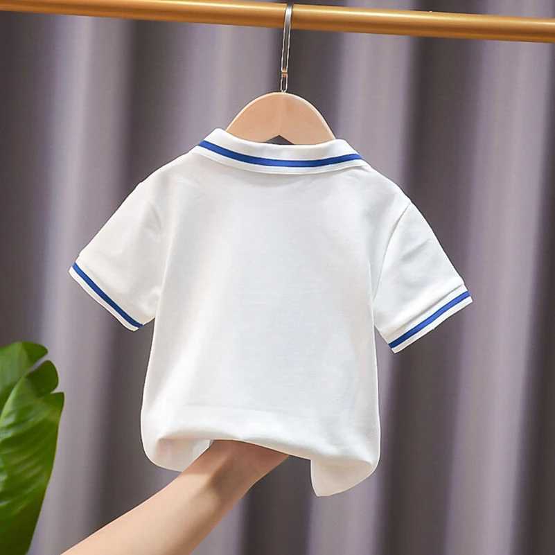 Summer Boys 2024 Korean Fashion Casual Sweatshirt with Absorbent Pocket Collar Pure White/Polo Shirt/2-7 Years Old W241223