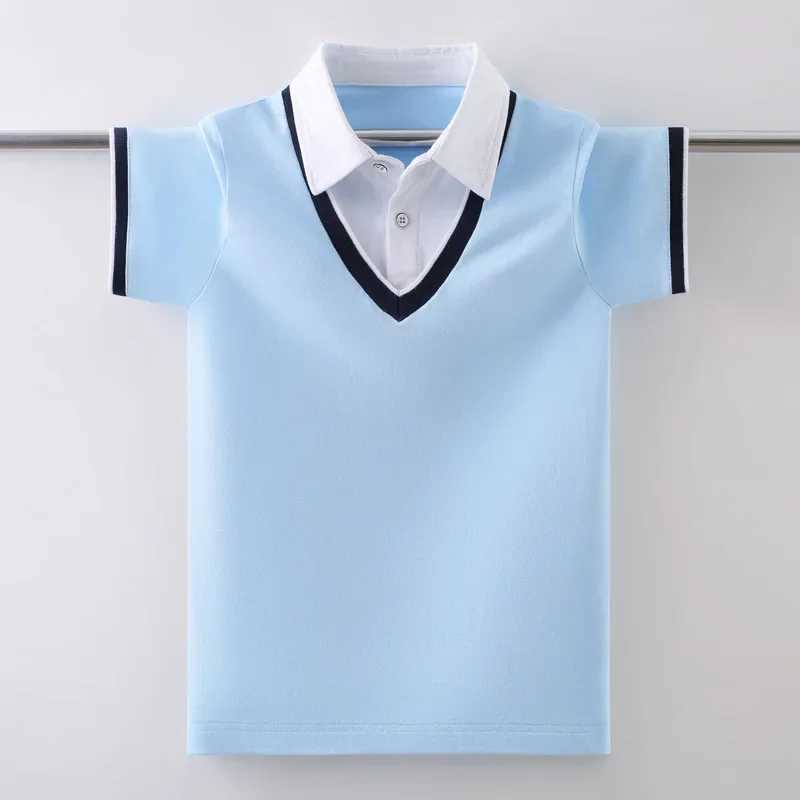 Fashion Childrens Cotton Polo Shirt Summer New Childrens School Youth Uniform T-shirt 5-14 Year Old Top W241223
