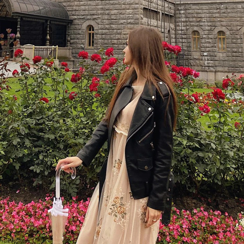 Leather Jacket Women Spring Autumn Coat Faux PU Bike Moto Lady Casual Street Outwear 241218