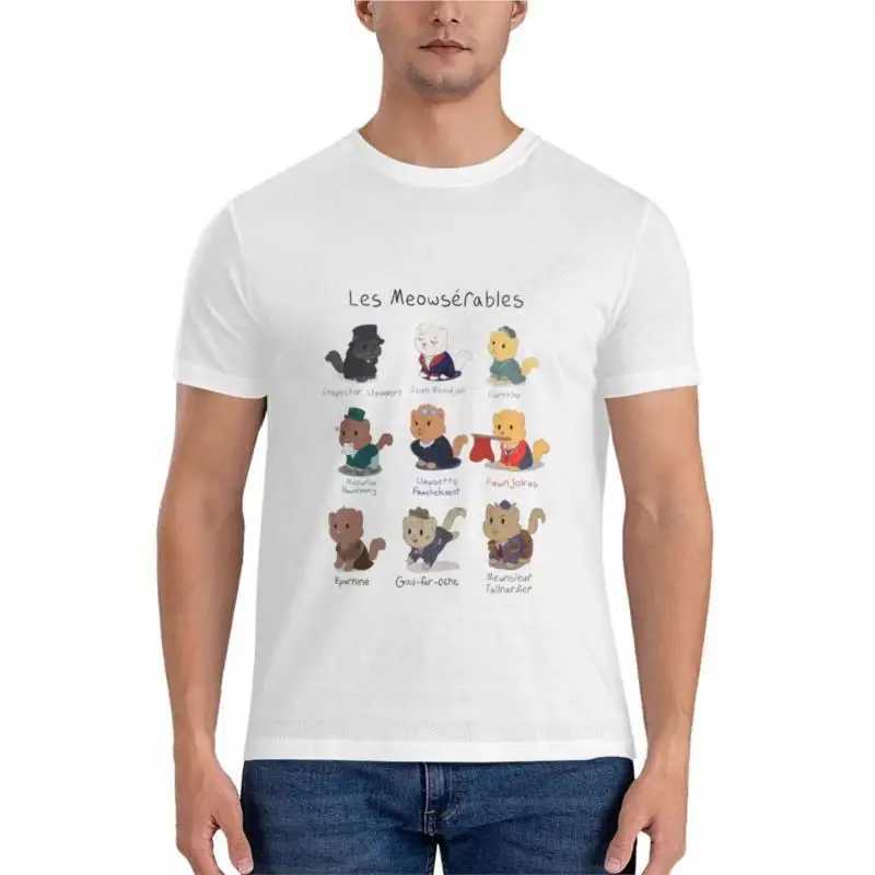 Cute Les Miserables Cat Pun (Les Meowsirables) Premium T-shirt Solid Color T-shirt W241223