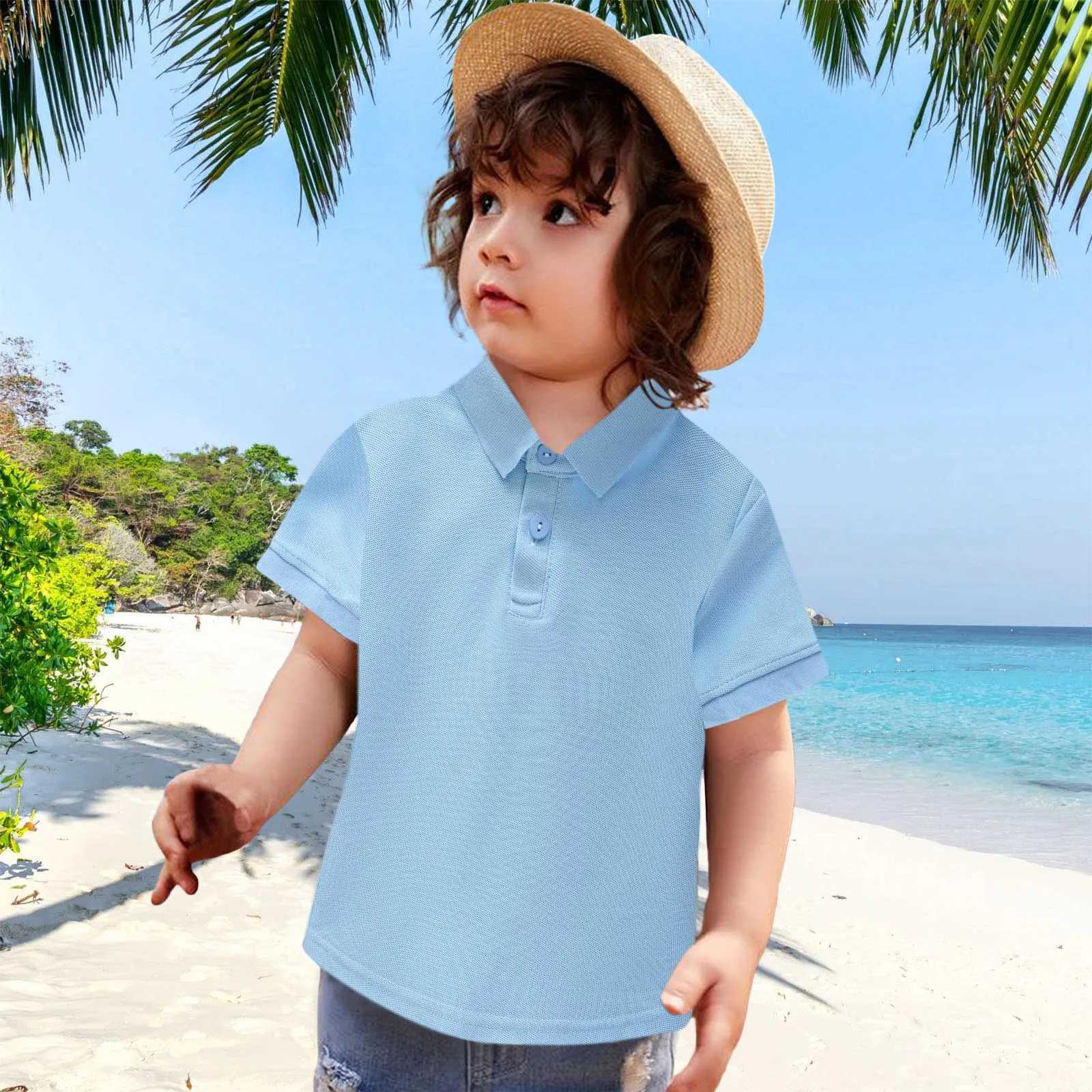 Girl and boy casual classic design slightly elastic cotton polo childrens clothing spring and summer indoor and outdoor childrens clothing W241223