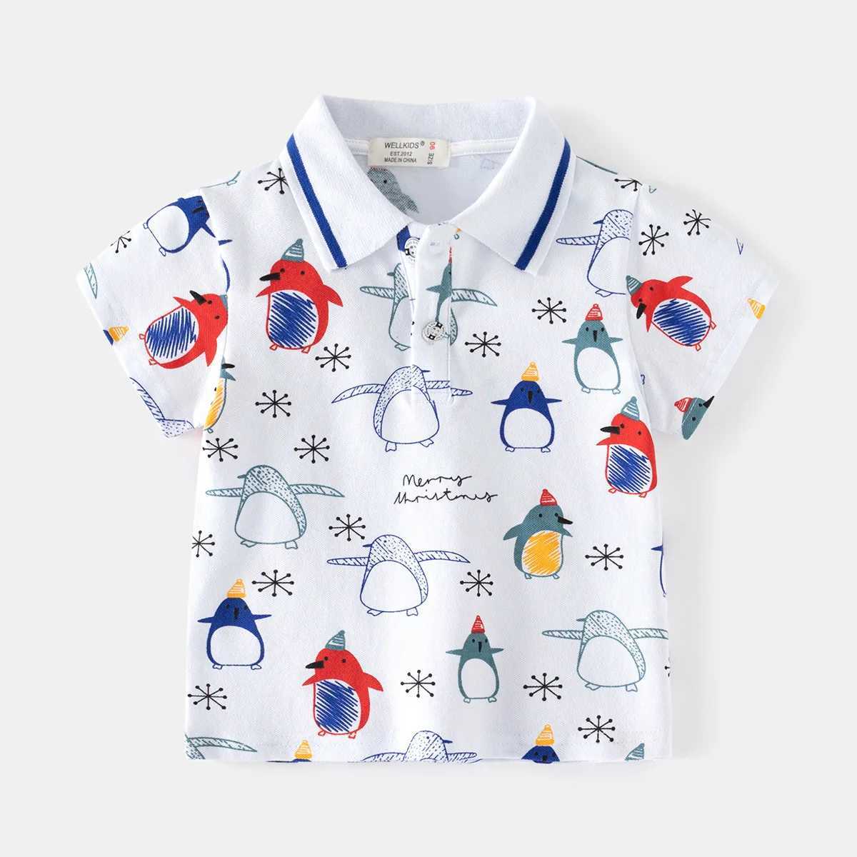 Boys polo shirt collar summer penguin short sleeved childrens top casual clothing W241223