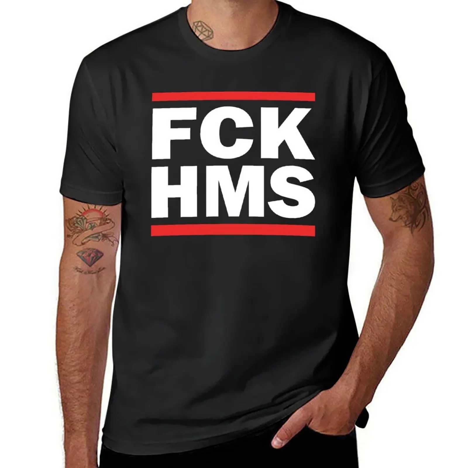 FCK HMS T-shirt for sports enthusiasts customized solid color cute clothes sweater for men W241223