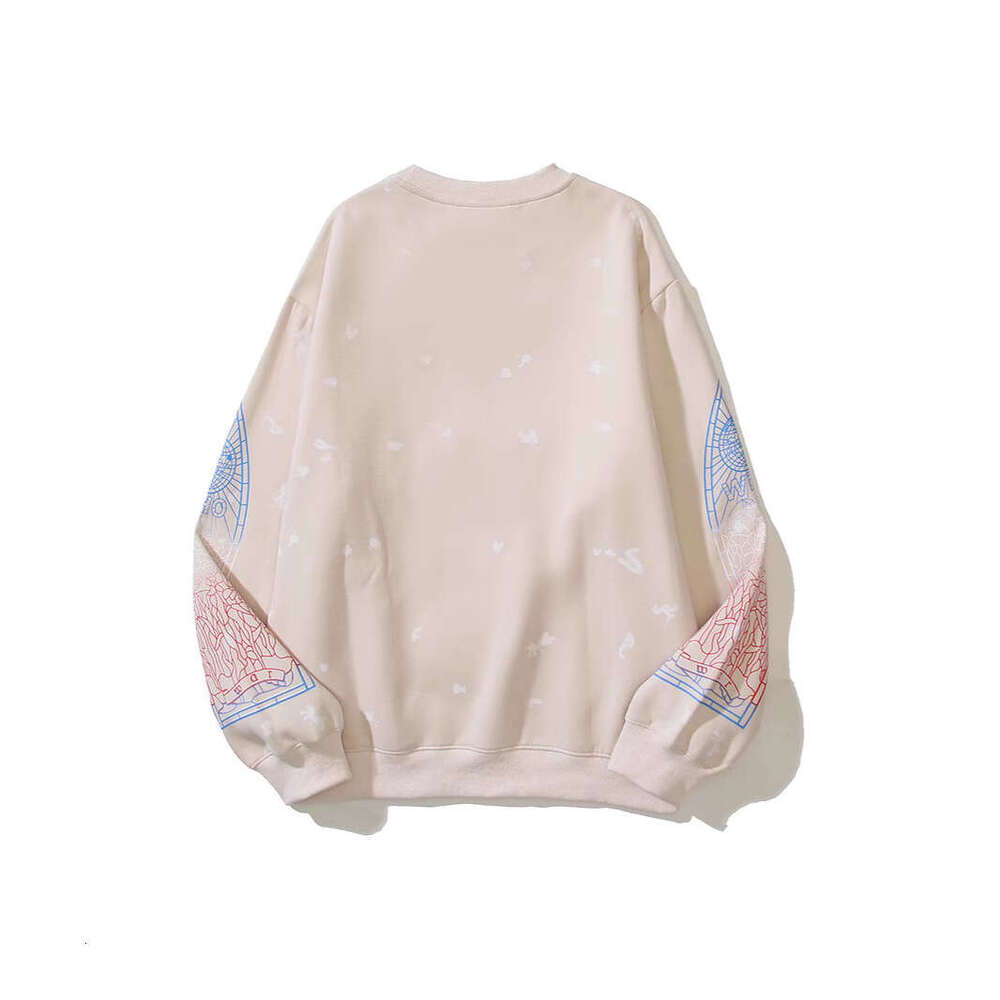 Small niche high street trendy brand WDW bullet print round neck pullover hoodie for couples loose celebrity