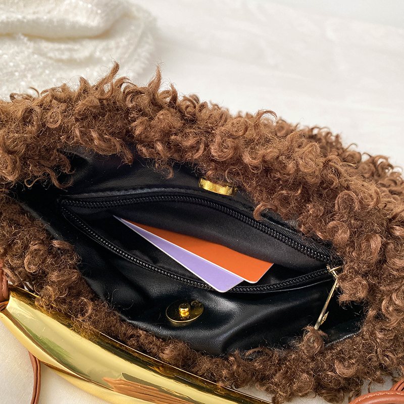 Women Retro Teddy Velvet Bag Famous Brand Designer Leather Handbags Fashion Fluffy Shoulder Crossbody Bags For Women Clutch Tote
