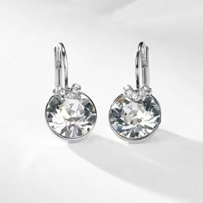 Mini Bella V Drop Earring for Women Friends Birthday Crystals from Austria Round Cut Dangle Silver Gold Color Pierced Jewelry 241224