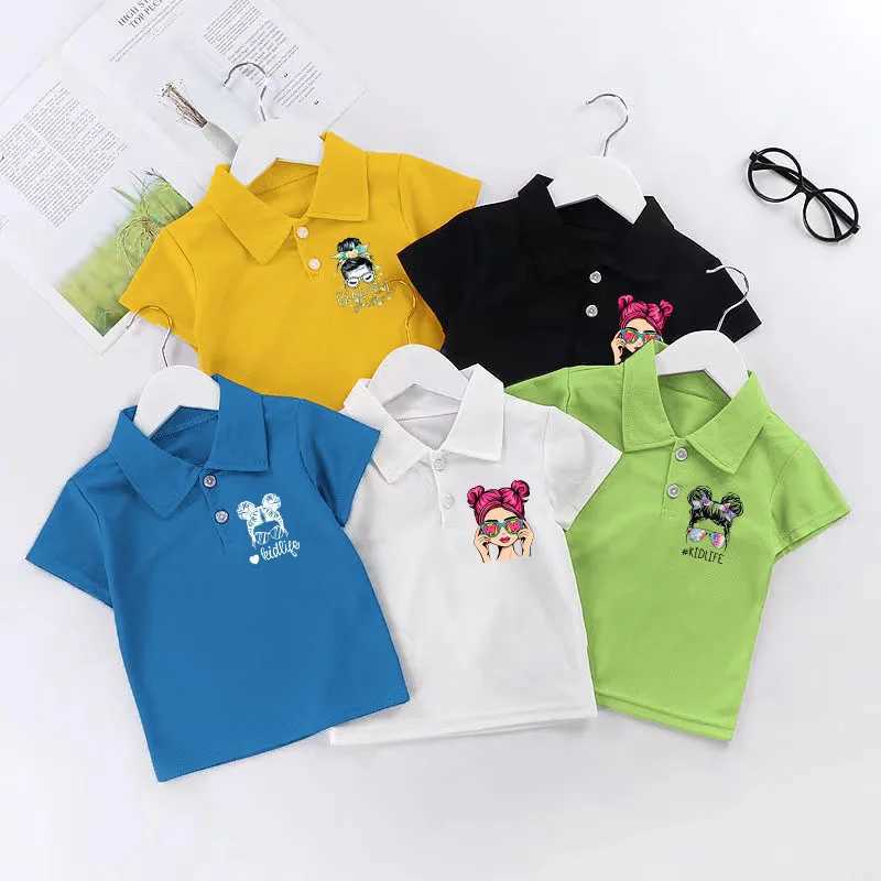 Childrens polo shirts boys and girls short sleeved new loose casual T-shirts girls summer new tops short sleeved casual clothes W241223