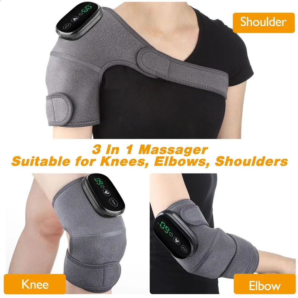 Heated Knee Massager Heat Vibration 3-in-1 Massager Portable Wireless Electric Massage Heating Pad 241224