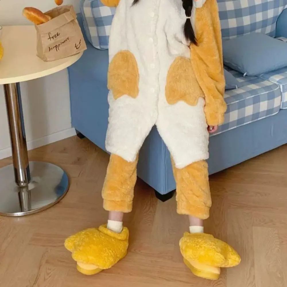 Fashion Soft Duck Flippers Slippers Thick Sole Silent Duck Plush Slippers Non-Slip Fluffy Children Duck Feet Slides Children 241223