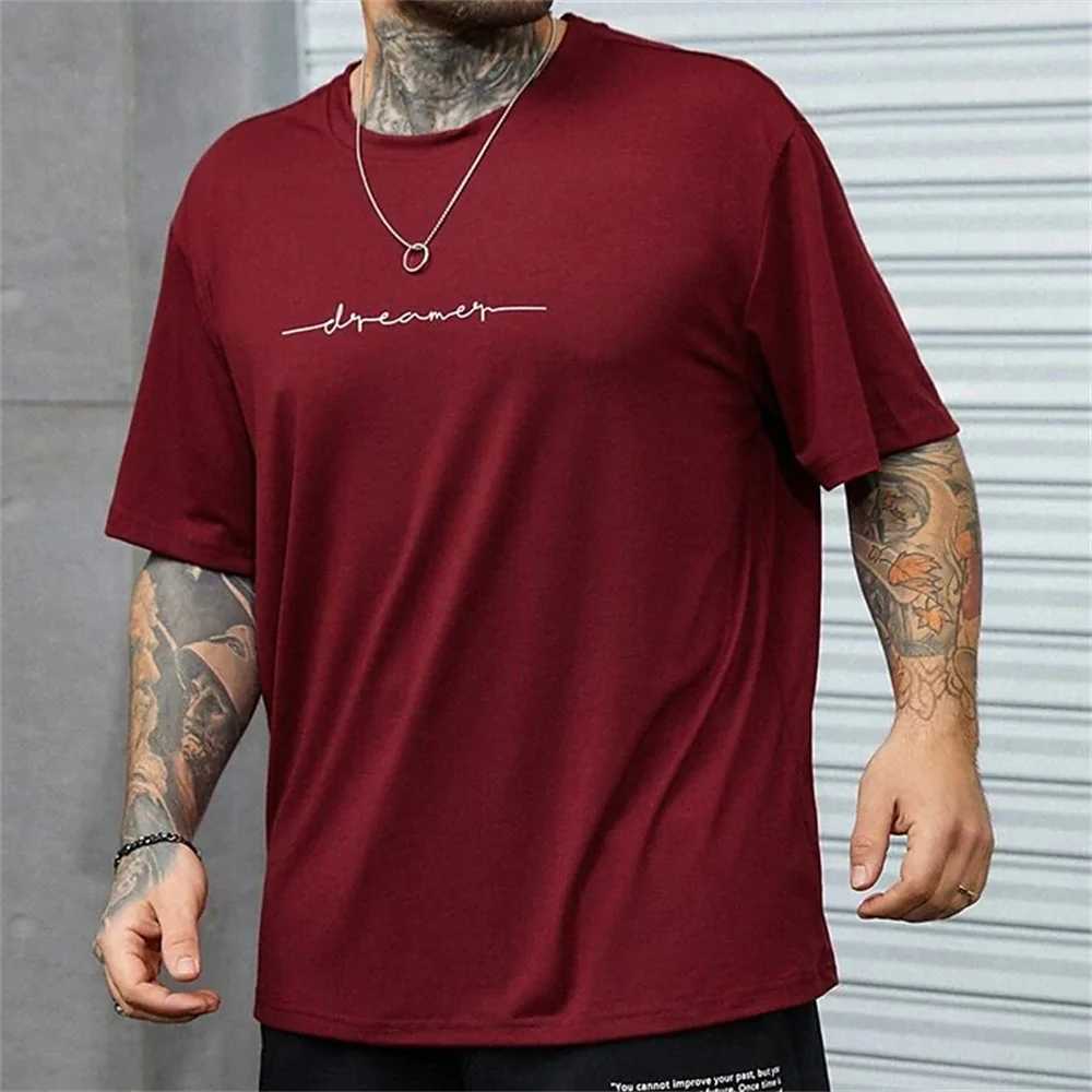 Simple summer mens T-shirt high-quality mens daily casual sportswear trend new clothing oversized loose short sleeved W241223