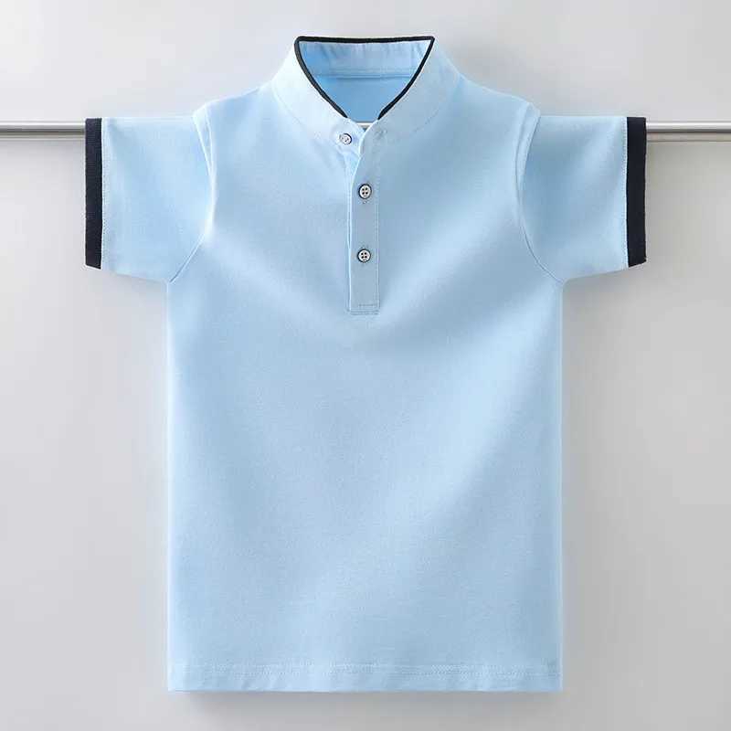 Boys school uniform polo shirt 2024 new summer childrens casual short sleeved top suitable for children aged 4-15 W241223