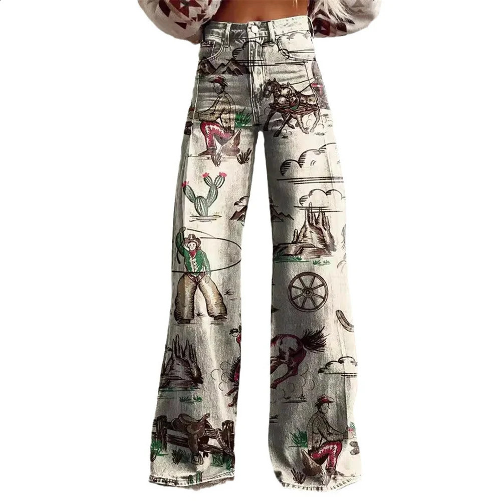 2025 Womens Jeans Y2k Style Female Wide Leg Denim Trousers High Waist Hip Hop Straight Harajuku Fashion Pants Streetwear 241224