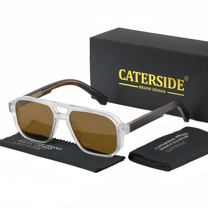 CATERSIDE Retro Punk Sunglasses Men Flat Top Double Bridges Sun Glasses Women Driving Travel Party Eyeglasses 241224