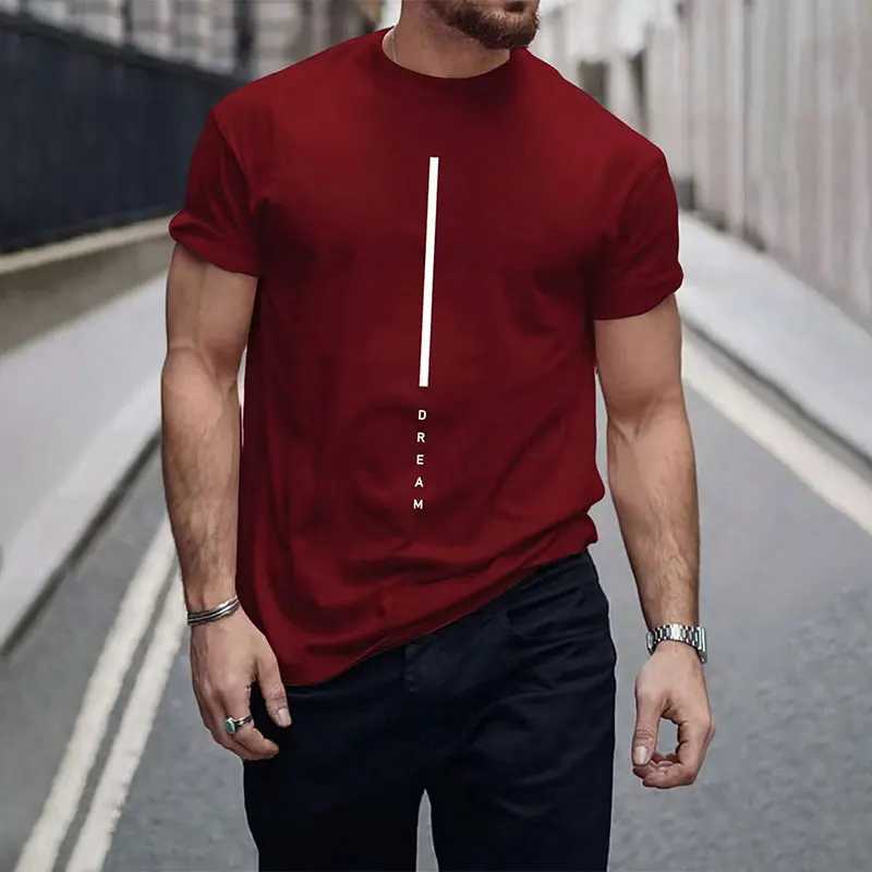 2024 new pure black mens short sleeved T-shirt with simple letter printing round neck T-shirt street casual warm mens top W241223