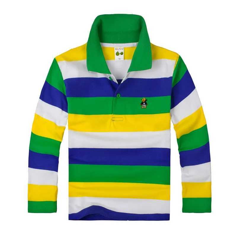 Autumn polo shirt 3-14Y childrens T-shirt baby boy striped top spring childrens long sleeved cotton comfortable boy T-shirt W241223