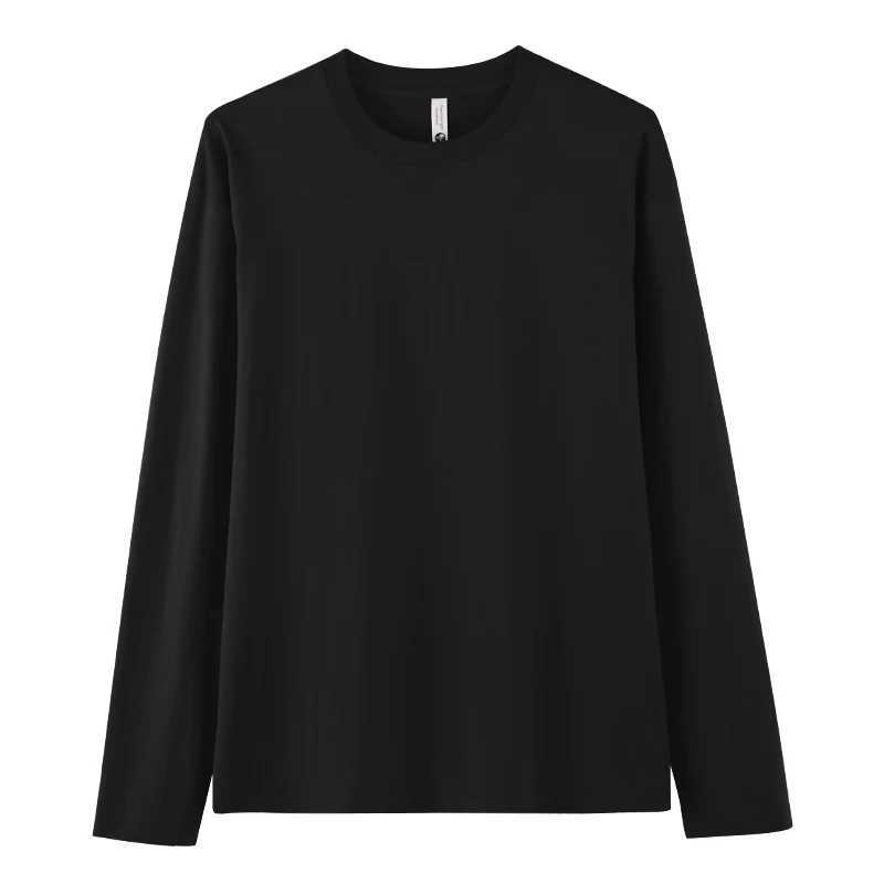 Heavy duty long sleeved mens T-shirt mens T-shirt pure cotton flat top tee oversized zipper plus size underwear mens clothing W241223