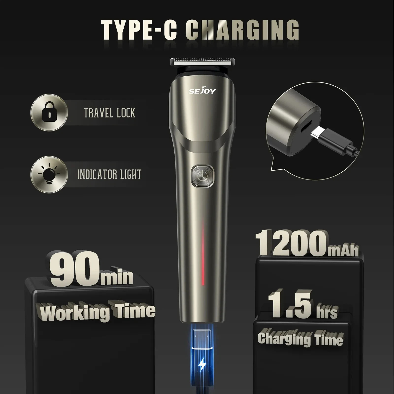 Sejoy Hair Cut Machine For Men Professional Hair Clippers Electric Shaver Beard Trimmers Machine Cordless 241224