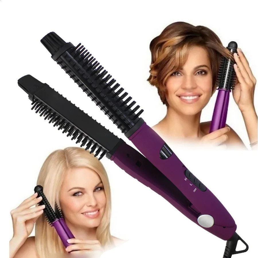 3 in 1 Hair Straightener and Curler Round Electric Hair Brush Professional Curling Iron 241224
