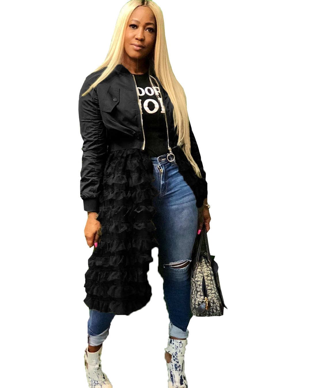 Elegant Solid Color Outerwear Coats For Curvy Ladies Available in Extended Sizes