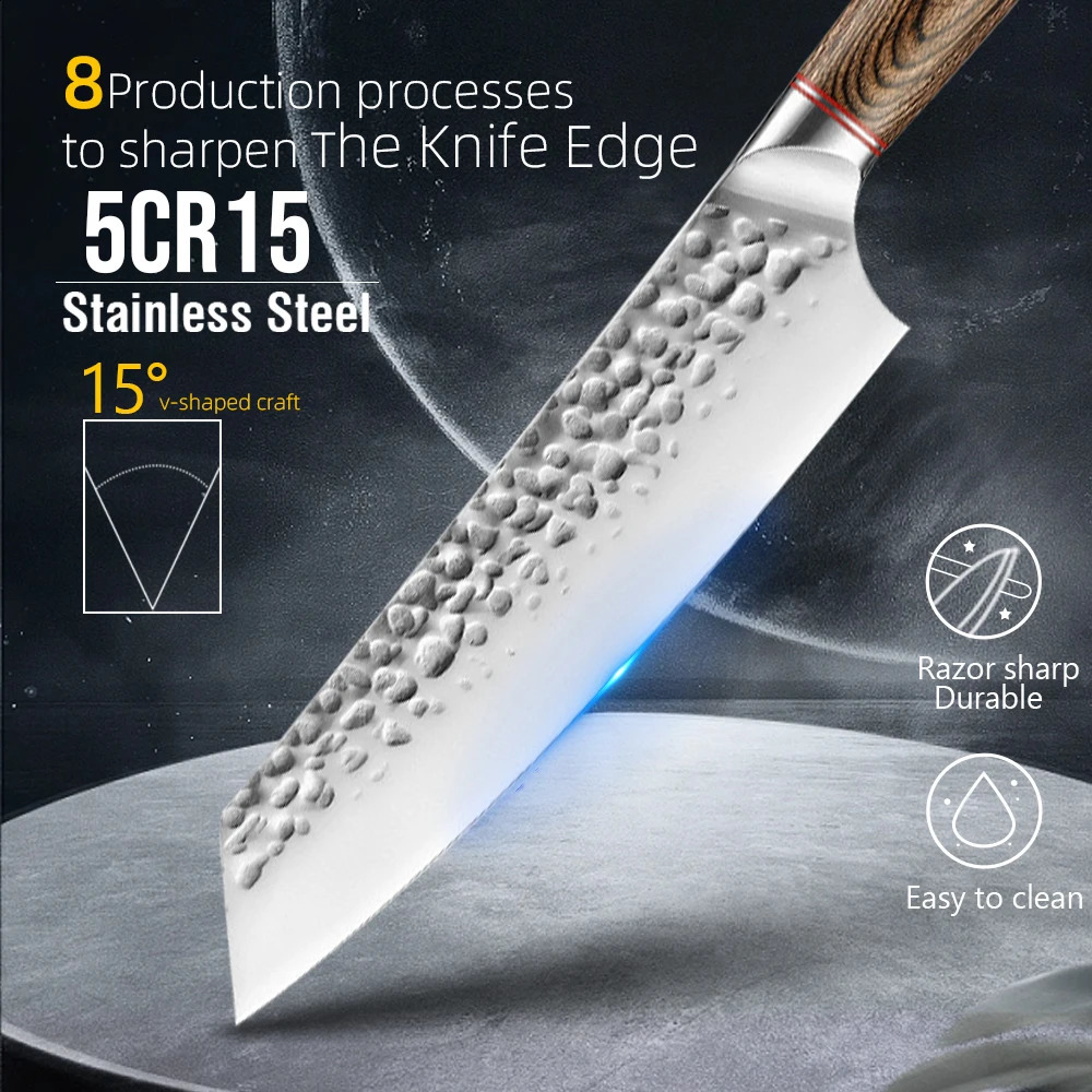 Kitchen knife stainless steel Japanese chefs knife Tang forging cutter butchers knife used for slicing cutting and cooking 241224