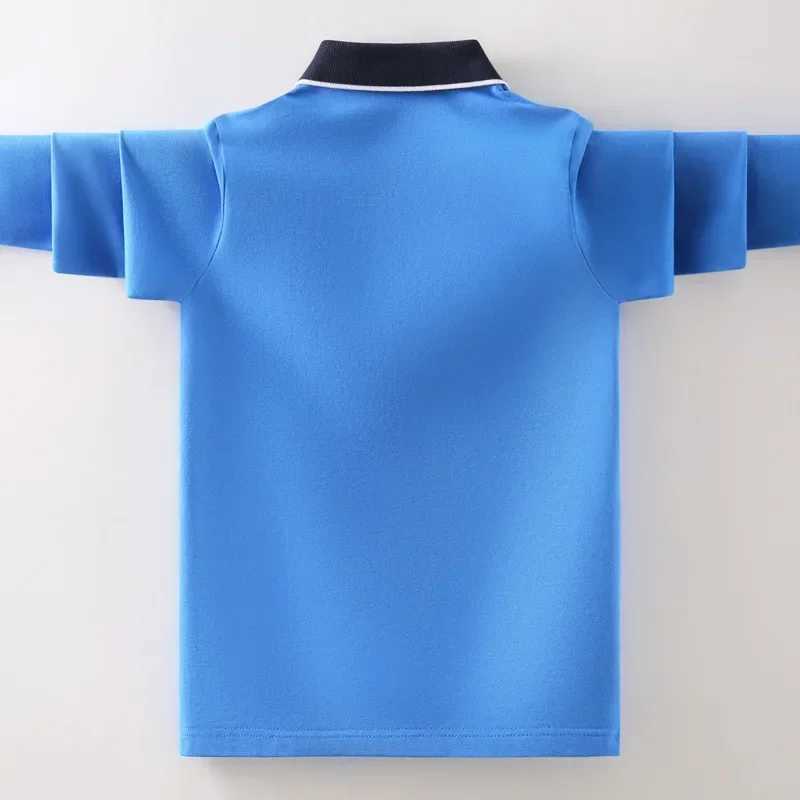 Childrens polo shirts for spring and autumn fashion childrens casual long sleeved tops teenagers boys clothing for 5-14 years W241223