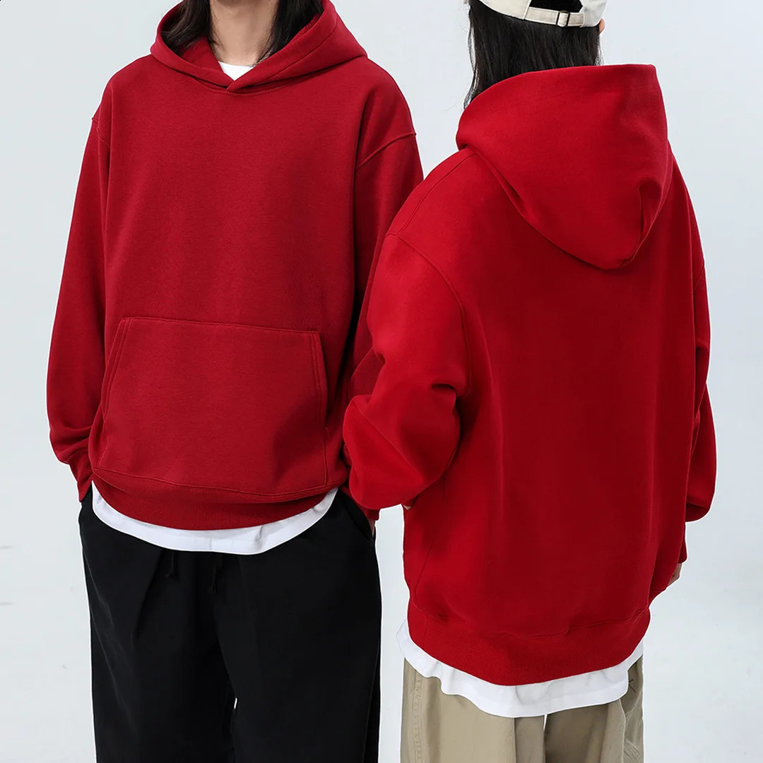 500g mens plus size sports shirt thick cotton winter long sleeved casual top unisex high-quality brown customized pure cotton hooded sweatshirt 241223