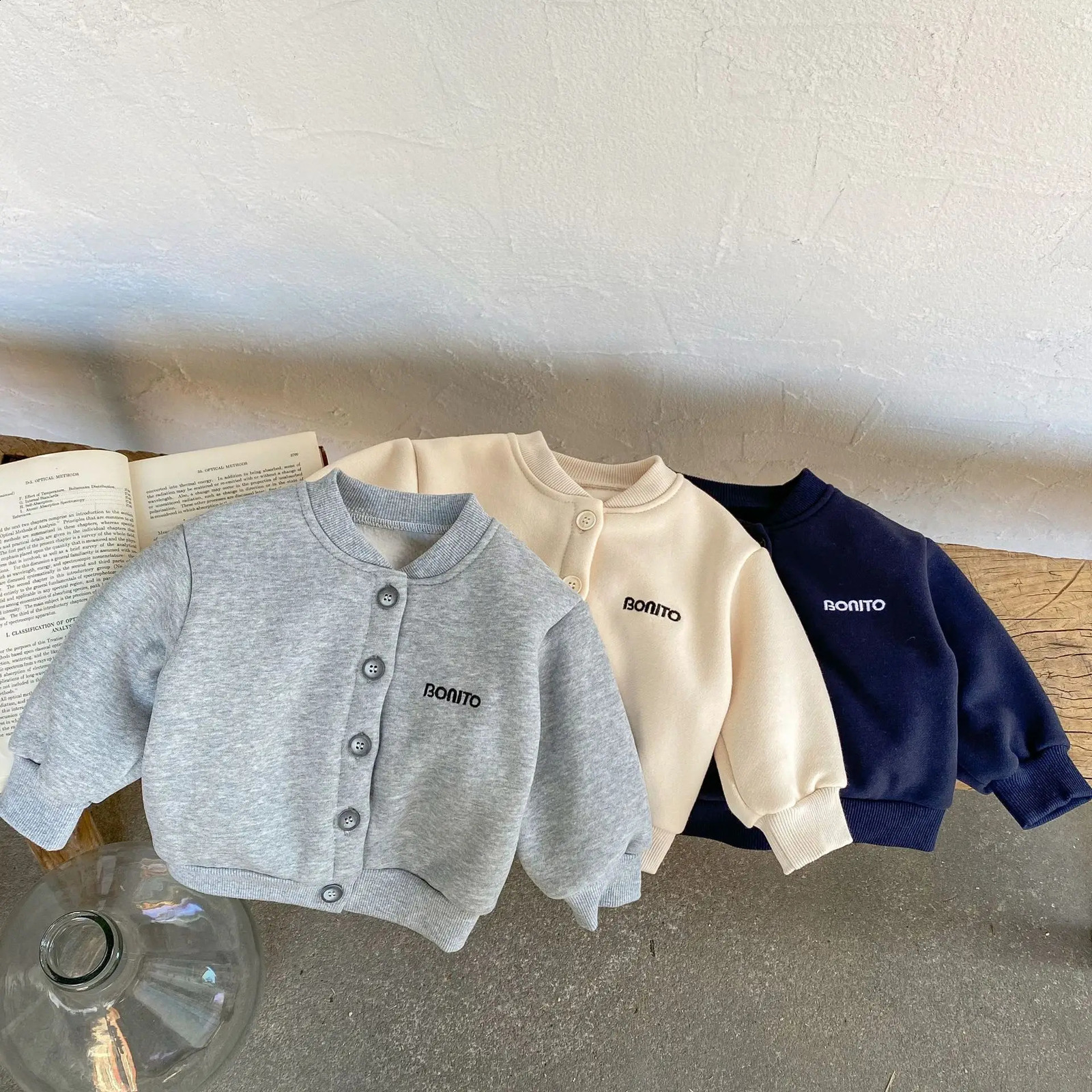 2025 Autumn Winter Baby Boy Warm Coat Infant Letter Embroidery Cotton Jacket Girls Casual Cardigan Sweatshirt Kids Clothes 241223
