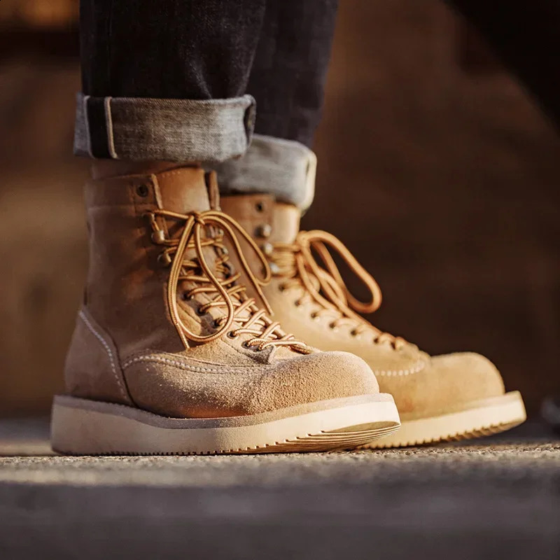 Maden winter ankle boots mens retro suede desert boots casual warm and safe shoes outdoor hiking combat shoes 241223