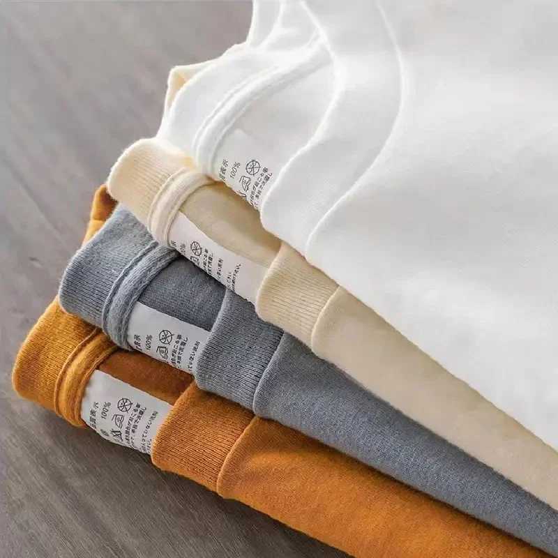 Mens summer short sleeved T-shirt 100% pure cotton flat top casual mens clothing W241223