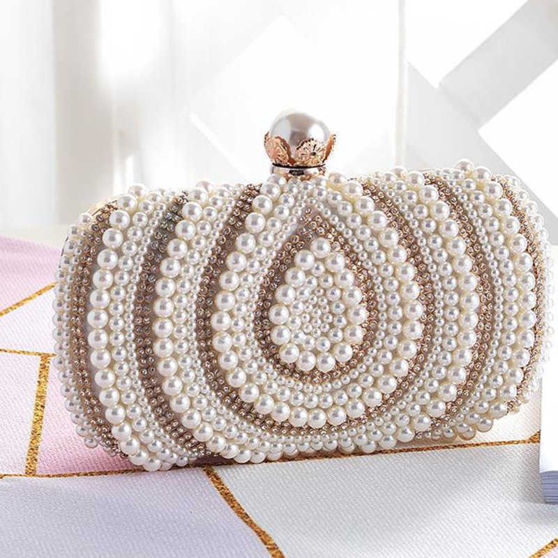 New Pearl Rhinestone Bag Clutch Bag Water Drop Embroidered Banquet Cheongsam Womens Bag Sweet Hand Messenger Bag 240920