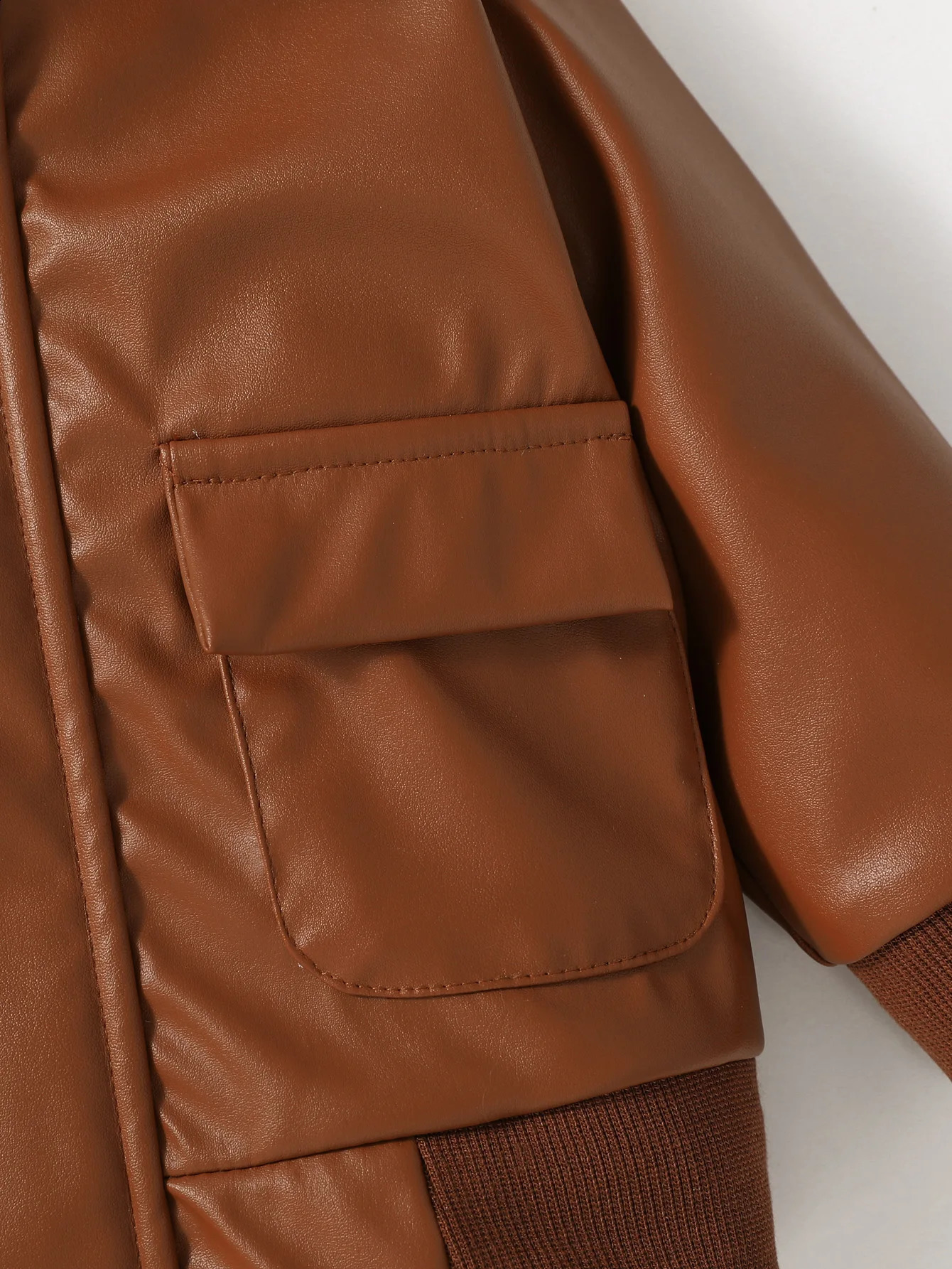 Baby Boys 1-3Y Pu Leather Jacket Long Sleeve Turn-Down Collar Zipper Fashion Outwear For Fall Winter Leather Coats 241223