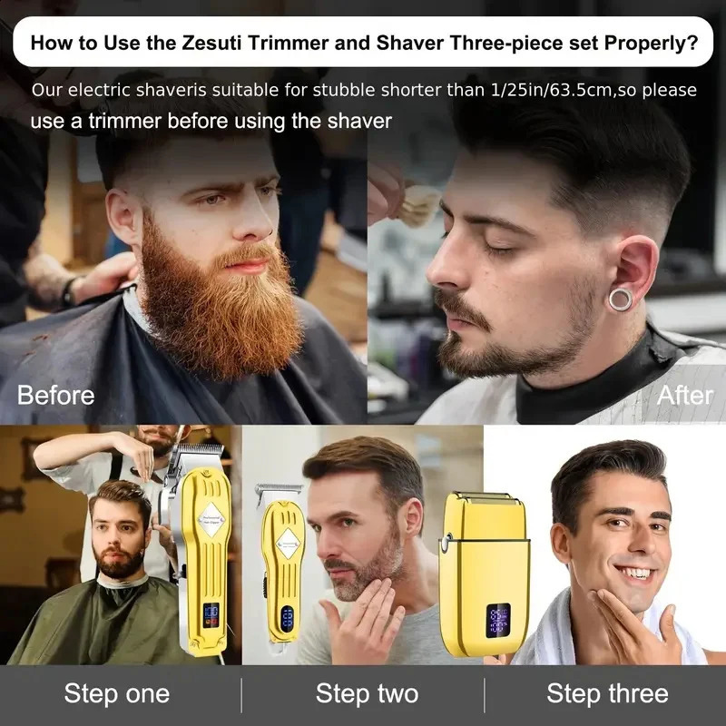 RUCHA Hair Clippers For Men T-Blade Nose Hair Trimmer Foil Shavers For Men Barber Kit 4 In 1 Professional Men Hair Clippers 241224