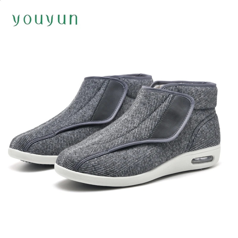 Winter high top leisure shoes for the elderly Super wide mens diabetes shoes Adjustable elderly upright walking shoes 241223