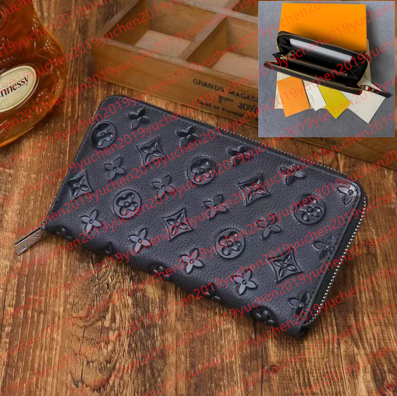 Wholesale 6 Colors Fashion Wallet Single Zipper Designer Men Women Leather Wallet Lady Ladies Long Purse with Box 60017